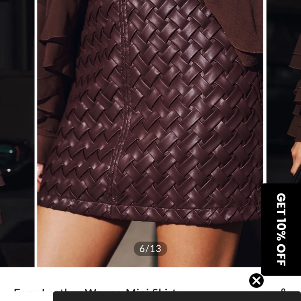 Commense Burgundy Quilted Mini Skirt